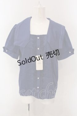 画像1: axes femme / マリン風セーラーカラーブラウス F ブルー O-25-02-26-1019-AX-BL-IG-OS