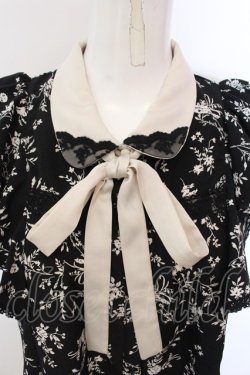 画像2: axes femme / 小花柄ノースリフリルブラウス M クロ O-25-02-26-1026-AX-BL-OW-OS