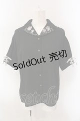 axes femme / 【美女と野獣】刺繍ブラウス M クロ O-25-02-26-1027-AX-BL-IG-OS