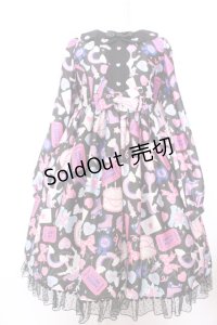 Angelic Pretty / Girly Stickerワンピース  クロ O-25-02-26-006-AP-OP-OW-OS