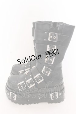画像2: REFLEM / 7バックルプラットフォームブーツ 24cm ブラック O-25-02-26-072-PU-SH-OW-ZT-K017