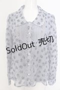 axes femme / 薔薇フロッキーブラウス M ブルーグレー O-25-02-27-1072-AX-BL-OW-OS
