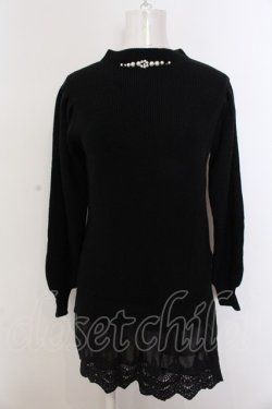 画像1: axes femme / ボトルネック裾レースプルオーバー M 黒 O-25-02-27-1078-AX-TO-SZ-OS