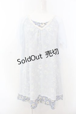 画像1: 【SALE】axes femme / 花柄重バックデザインチュニ M サックス O-25-02-27-1084-AX-TO-OW-ZT459