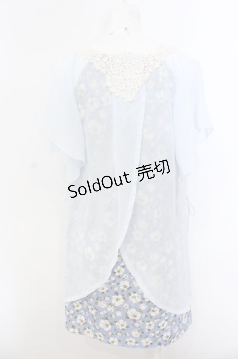 画像2: 【SALE】axes femme / 花柄重バックデザインチュニ M サックス O-25-02-27-1084-AX-TO-OW-ZT459 (2)