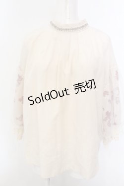 画像1: axes femme / ミュシャ チュール袖ブラウス  オフ O-25-02-27-1086-AX-BL-AS-ZT508