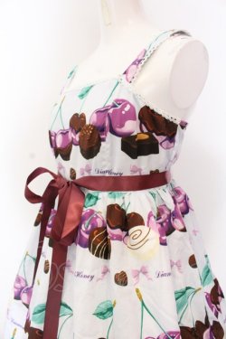 画像2: （海外ロリィタブランド）Diamond Honey / チョコレートチェリージャンパースカート  サックス×パープル O-25-02-27-1091-LO-OP-IG-OS