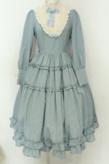 画像1: Innocent World / 大人アリススタンドカラーワンピース M サックス O-25-02-27-1010-IW-OP-IG-OS (1)
