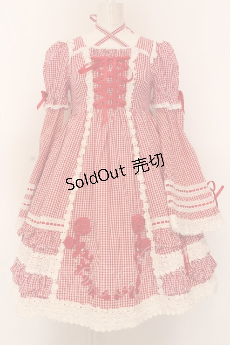 画像1: BABY,THE STARS SHINE BRIGHT / ギンガムチェック巻きバラドールワンピースセット  えんじ O-25-02-27-1015-BA-OP-IG-OS (1)