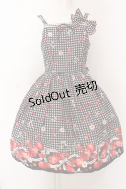 画像1: metamorphose / ギンガムチェリーはしごレースジャンパースカート  クロ O-25-02-27-1021-ME-OP-OW-OS