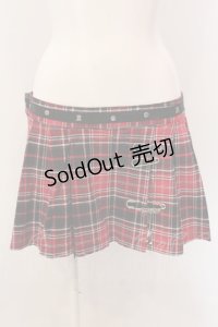 Emily The Strange / アイコンスタッズタータンミニスカート  レッドチェック O-25-02-27-010-PU-SK-IG-OS