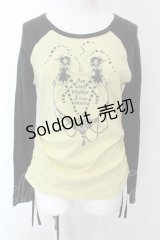 PEACE NOW / サイドギャザーラグランカットソー M イエロー×ブラック O-25-02-27-017-PU-TO-IG-OS