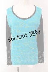 MINT NeKO / 落書きボーダープリントカットソー  ブラック×ブルー O-25-02-27-018-HN-TO-IG-OS