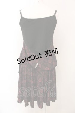 画像3: Ozz Croce / 総柄フェイクレイヤードキャミワンピース  ブラック×レッド O-25-02-27-019-OO-OP-IG-OS