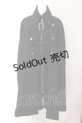 BPN FOR MEN / ベルテッドロングマント M ブラック O-25-02-27-025-GO-CO-IG-ZT-C056