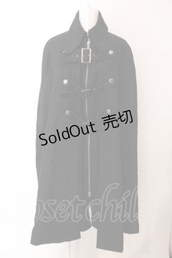 画像1: BPN FOR MEN / ベルテッドロングマント M ブラック O-25-02-27-025-GO-CO-IG-ZT-C056