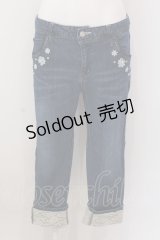 axes femme / フラワーパールレースストレッチデニムパンツ L インディゴ O-25-02-28-001-AX-PA-IG-OS
