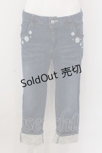 axes femme / フラワーパールレースストレッチデニムパンツ L インディゴ O-25-02-28-001-AX-PA-IG-OS