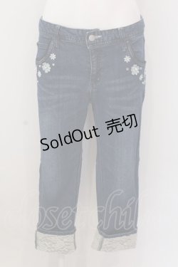画像1: axes femme / フラワーパールレースストレッチデニムパンツ L インディゴ O-25-02-28-001-AX-PA-IG-OS