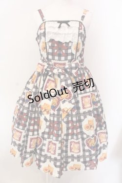 画像1: axes femme kawaii / ベアズベーカリー柄ジャンスカ M クロ O-25-02-28-031-AX-OP-IG-OS