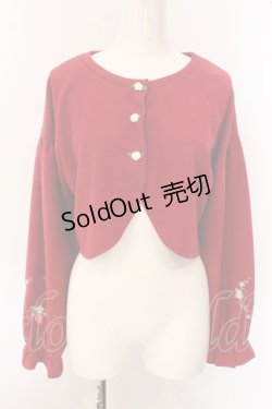 画像1: axes femme / ストロベリー刺繍ボレロ F アカ O-25-02-28-036-AX-TO-IG-OS