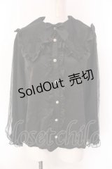 axes femme kawaii / クロスチュールブラウス M クロ O-25-02-28-040-AX-BL-IG-OS