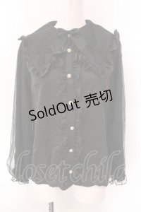 axes femme kawaii / クロスチュールブラウス M クロ O-25-02-28-040-AX-BL-IG-OS