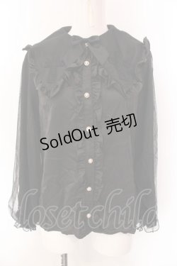 画像1: axes femme kawaii / クロスチュールブラウス M クロ O-25-02-28-040-AX-BL-IG-OS