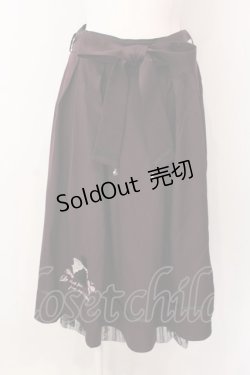 画像1: axes femme / 猫×メッセージ刺繍スカート F パープル O-25-02-28-042-AX-SK-IG-OS