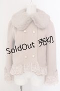 axes femme / 裾レースショートコート M ピンク O-25-02-28-045-AX-CO-OW-OS
