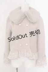 axes femme / 裾レースショートコート M ピンク O-25-02-28-045-AX-CO-OW-OS