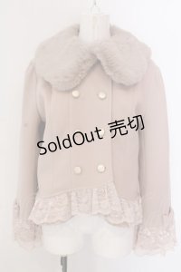 axes femme / 裾レースショートコート M ピンク O-25-02-28-045-AX-CO-OW-OS