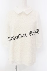 axes femme / レース切り替え襟付きトップス M アイボリー O-25-02-28-006-AX-TO-IG-OS