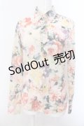 GADGET GROW / 水彩フラワーボタンダウンシャツ M ベージュｘマルチ O-25-02-28-1036-GO-BL-YM-ZY