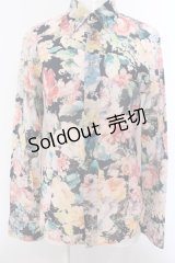 GADGET GROW / 水彩フラワーボタンダウンシャツ C ブラックｘマルチ O-25-02-28-1037-GO-BL-YM-OS