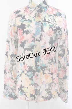 画像1: GADGET GROW / 水彩フラワーボタンダウンシャツ C ブラックｘマルチ O-25-02-28-1037-GO-BL-YM-OS