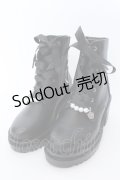 axes femme / パールチャーム付ミドルブーツ L クロ O-25-02-28-1044-AX-SH-IG-OS