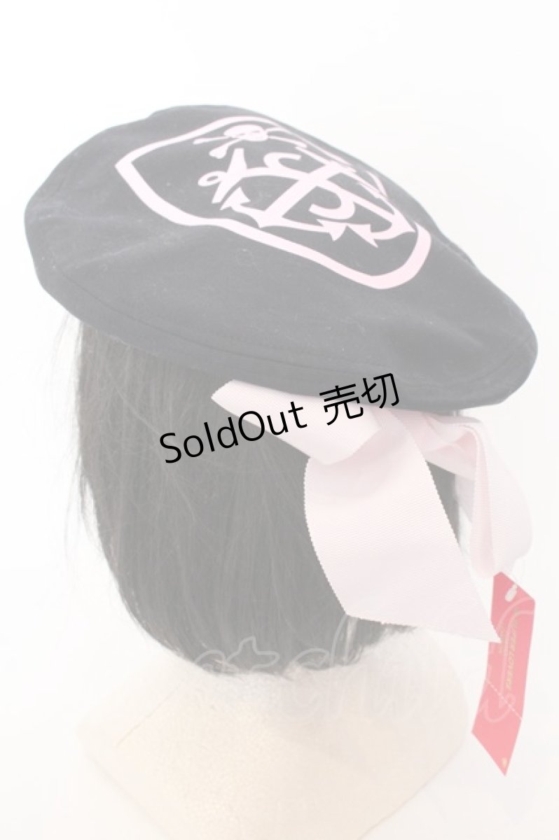 画像1: 【SALE】SUPER LOVERS / スカルマリンベレー帽  ブラック×ピンク O-25-05-30-1085-PU-AC-IG-ZT437 (1)