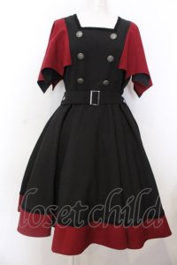 Moi-meme-Moitie / 蝙蝠ケープジャンパースカート  ブラック×ボルドー O-25-02-28-1008-MO-OP-OW-OS