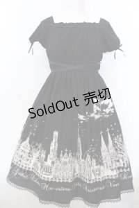 Moi-meme-Moitie / サイレントムーンワンピース(ミニ丈)  ブラック×ホワイト O-25-02-28-1009-MO-OP-OW-OS
