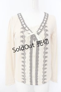 axes femme / はしごレース使いプルオーバー M キナリ O-25-02-28-1022-AX-TO-OW-OS