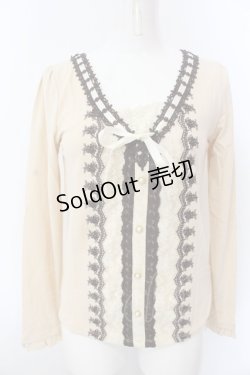 画像1: axes femme / はしごレース使いプルオーバー M キナリ O-25-02-28-1022-AX-TO-OW-OS
