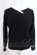 axes femme / バイカラーVネックニットプルオーバー M クロ O-25-02-28-1024-AX-TO-OW-ZT114