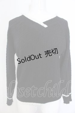 画像1: 【SALE】axes femme / バイカラーVネックニットプルオーバー M クロ O-25-02-28-1024-AX-TO-OW-ZT114