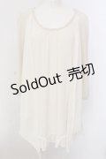 axes femme / ドット切り替えニットチュニック M アイボリー O-25-02-28-007-AX-TO-IG-OS