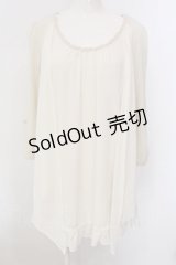 axes femme / ドット切り替えニットチュニック M アイボリー O-25-02-28-007-AX-TO-IG-OS