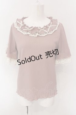 画像1: axes femme / リボン×レース×フリルプルオーバー F ピンク O-25-02-28-058-AX-TO-OW-OS