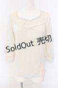 axes femme / レースパール配色カットソー M アイボリー O-25-02-28-008-AX-TO-IG-OS