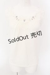 axes femme / ビジュー×レース使いタンク F シロ O-25-02-28-062-AX-TO-OW-OS