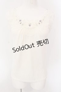 axes femme / ビジュー×レース使いタンク F シロ O-25-02-28-062-AX-TO-OW-OS